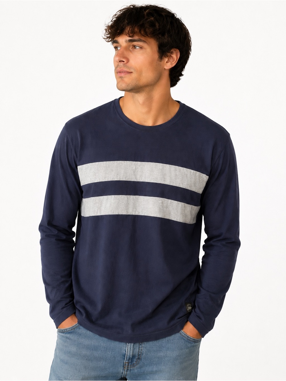 Men's Navy Long-Sleeve Crew